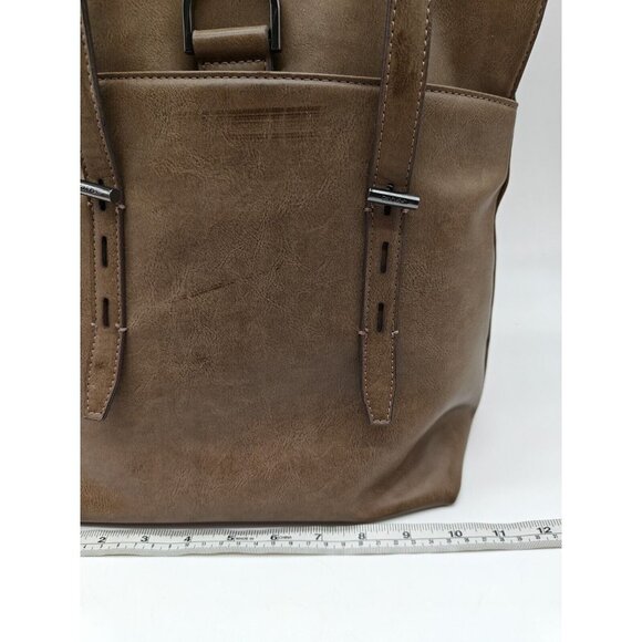 Calvin Klein Aurora Faux Leather Convertible Tote Backpack- Brown/taupe main image 6